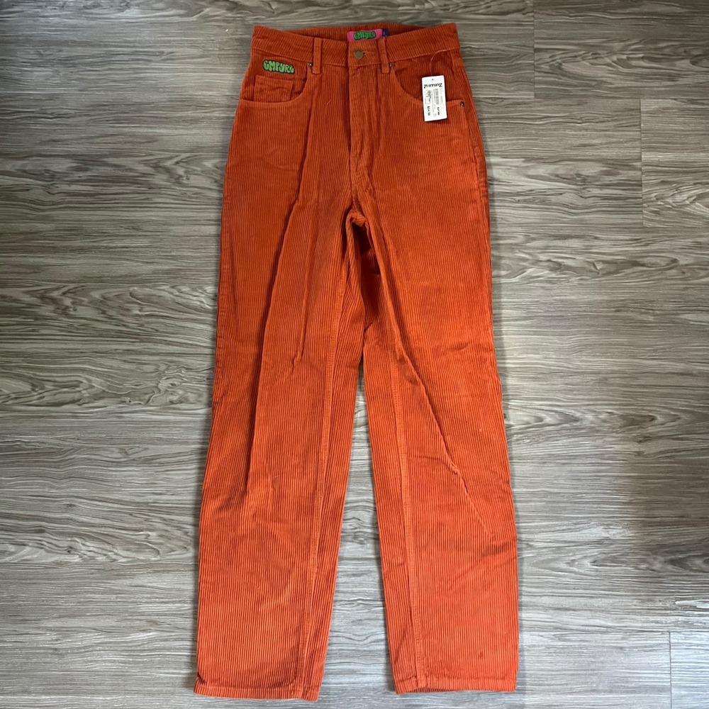 Empyre Tori Loose Fit Corduroy Pants Rust Orange High Waisted Size 1 NWT